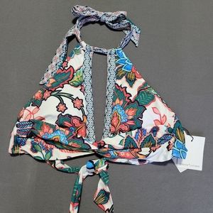 Gibson Latimer Keyhole Swim Bikini Top in Multi Floral. NWT. Med.